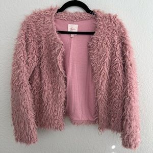 Candie’s fuzzy pink zip up jacket
